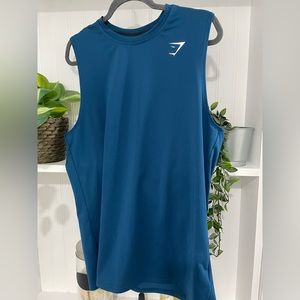 GYMSHARK Mens Medium Teal Sleeveless Shirt Tank Top
